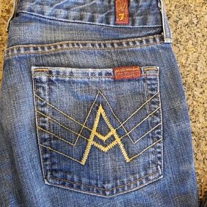 7 for all mankind size 28, inseam 31.5, rise 8